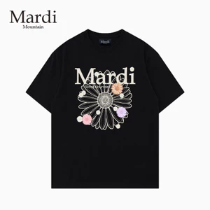 Unisex Áo Sơ Mi Chất Lượng Cao Cấp Hoa Nhỏ Rỗng Nối In Đơn Giản Rời 100% Cotton Cao Cấp Phong Cách Hàn Quốc Áo Thun Cổ Tròn