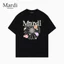 Unisex Áo Sơ Mi Chất Lượng Cao Cấp Hoa Nhỏ Rỗng Nối In Đơn Giản Rời 100% Cotton Cao Cấp Phong Cách Hàn Quốc Áo Thun Cổ Tròn