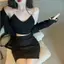 Dây chuyền Cardigan dài tay phong cách phương Tây gợi cảm Áo yếm eo cao ôm sát hơn Váy gói hông Bộ đồ ba mảnh mùa xuân thu