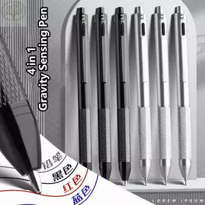 Bút bi 3 màu AMBU, Bút đa chức năng cảm biến trọng lực 4 trong 1, Bút chì cơ khí loại kim loại 0,5mm chất lượng cao dành cho sinh viên