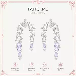 FANCIME Bông tai thả bạc hình hoa “Blooming Wisteria ”