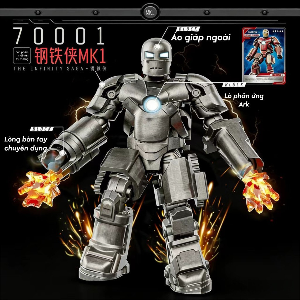 Iron Man Mecha Lắp ráp Đồ chơi trẻ em Đồ trang trí mô hình nhân vật hành động