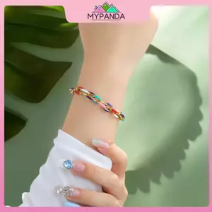 MYPANDA Cuba Link Vòng Tay Thép Titan Vàng 18K Thời Trang Không Phai Màu Phụ Kiện Trang Sức Cảm Giác Cao Cấp.