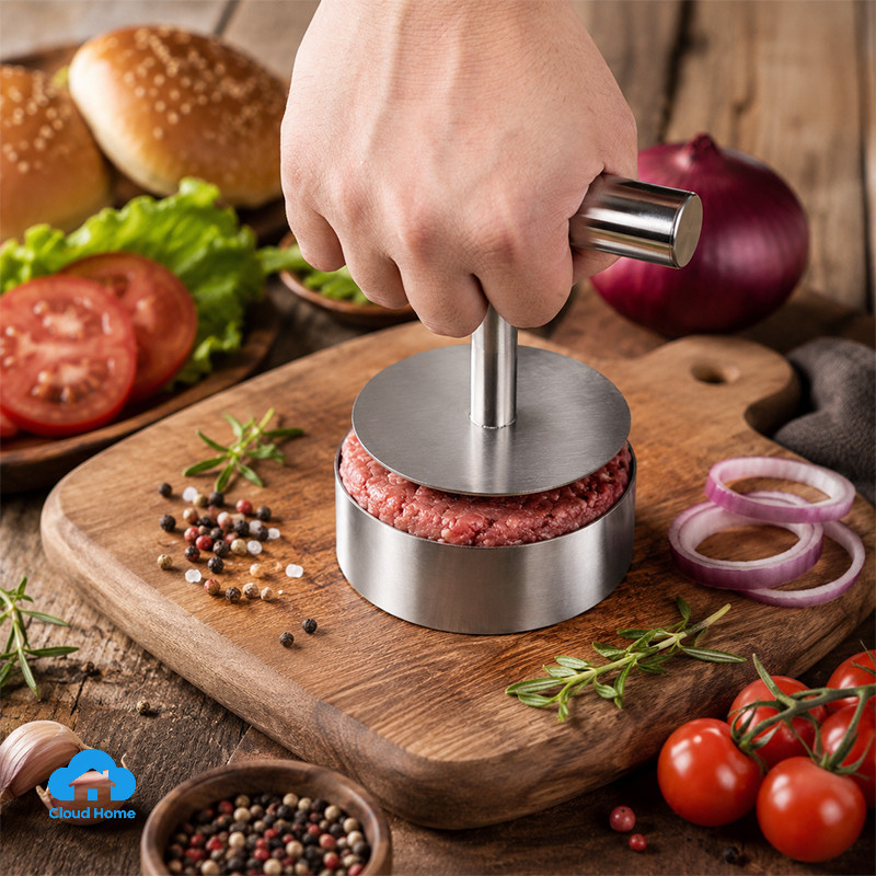 🌤️COD🌤️Máy ép bánh thịt Hamburger bằng thép không gỉ - Khuôn làm bánh Burger Patty - Máy ép cơm thịt bò bằng tay