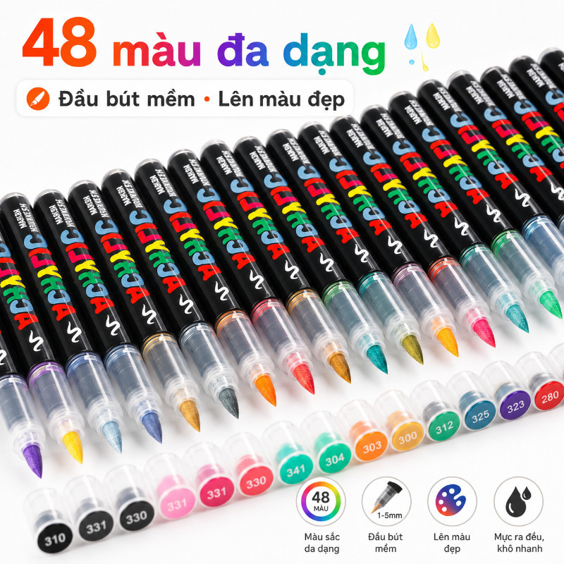 Bút marker acrylic dạng lỏng,12/24/36/48/60 Cây,Mực Lỏng Cho Màu Sắc Rực Rỡ,Bút marker chồng màu được