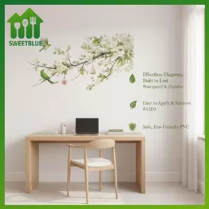 Decal dán tường chim SWEET với cành cây lê Có thể tháo rời Stier để trang trí tường phòng ngủ Dễ dàng áp dụng Peel và Sti Nature Theme n