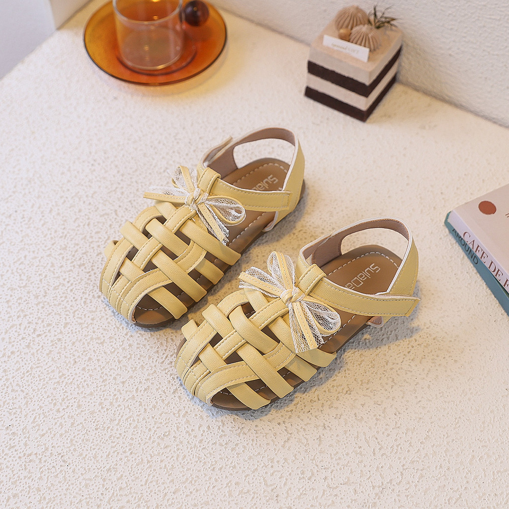 Giày sandal trẻ em đan lưới nơ voan, đế mềm êm chân, chống trượt, dễ mang cho bé đi chơi hoặc đi học
