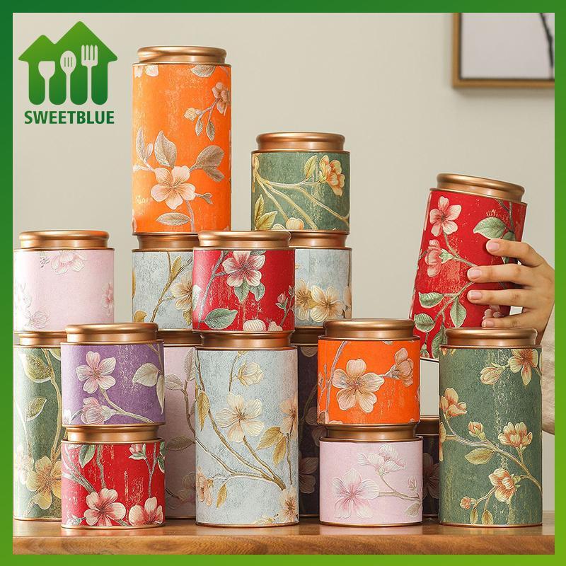 SWEET Hoa Văn Rỗng Trà Thiếc Có Thể Hộ Gia Đình Trà Xanh Kín Lọ Di Động Nhà Trà Nhỏ Paaging Hộp Thiếc Bảo Quản Có Thể n