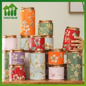 SWEET Hoa Văn Rỗng Trà Thiếc Có Thể Hộ Gia Đình Trà Xanh Kín Lọ Di Động Nhà Trà Nhỏ Paaging Hộp Thiếc Bảo Quản Có Thể n