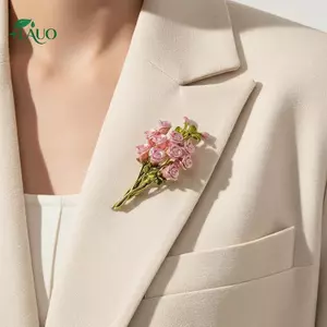 Springevenstar Hợp Thời Trang Màu Hồng Men Hoa Hồng Thổ Cẩm Hoa Bó Hoa Chân Phụ Kiện Thời Trang Cho Nữ Springevenstar