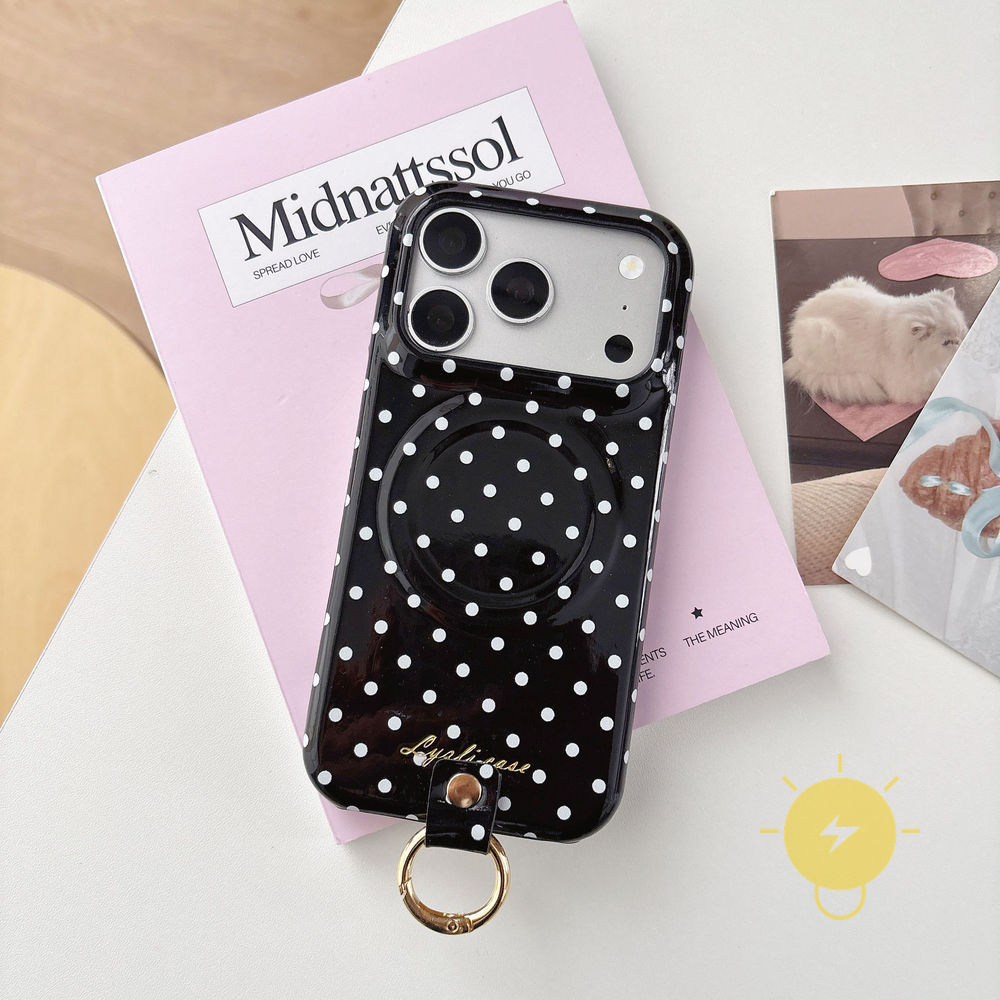 Phone Case For iPhone 17 Pro Max 16 15 14 13 TPU Magnetic Polka Dot Ring Polka Dot Aesthetic Korean Cute