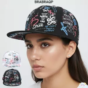 Mũ bóng chày BRAA Graffiti, Mũ bóng chày vành phẳng có thể điều chỉnh chống nắng cho nam nữ Unisex