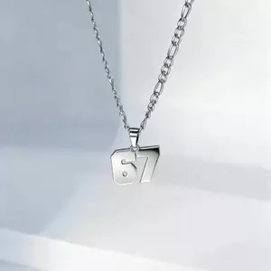 PNPIA- Dây chuyền thép không gỉ tối giản 67 mặt dây chuyền số Nelace cho nữ Luy Số xu hướng Chuỗi trang sức dự tiệc Quà tặng