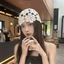 Mũ móc rỗng BRABRAA, Mũ beanie mỏng thoáng khí, Thời trang với kim cương giả Mũ rơm phẳng mùa xuân