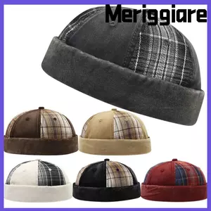 Mũ Docker không vành MERIGGIARE, Mũ vòm Cotton cổ điển, Vòng đeo tay cuộn thời trang có thể điều chỉnh Mũ beanie dưa có thể giặt mặc đường phố