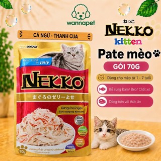 [Combo 24 Gói] Pate Mèo Nekko 70g Cá Ngừ Cá Hồi Gà Tôm Giàu Dinh Dưỡng - Wanna Pet