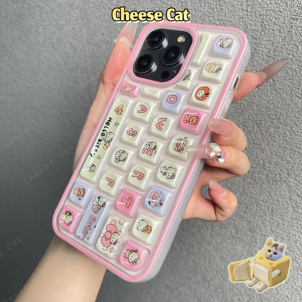 Ốp Lưng Điện Thoại Bàn Phím 3D Chữ Kitty Cho iPhone 16 15 14 13 12 11 17 Pro Max Giảm Căng Thẳng