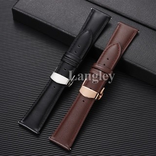 Dây đeo đồng hồ họa tiết trơn bằng da thật 12 / 14 / 16 / 18 / 20 / 22mm Dây đeo đồng hồ da bò chống thấm nước Vòng đeo tay chống mồ hôi cho nam nữ