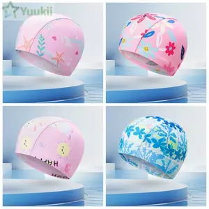 Mũ Bơi YUUKII, Mũ Bơi In Hình Hoạt Hình Polyester, Thoải Mái Độ Đàn Hồi Cao Chống Thấm Nước Trẻ Em Mũ Bơi Bé Gái