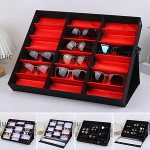 JUIC 18 Lưới Kính Khay Da Kính Giá Đỡ Bảo Quản Kính Mắt Hộp Sắp Xếp