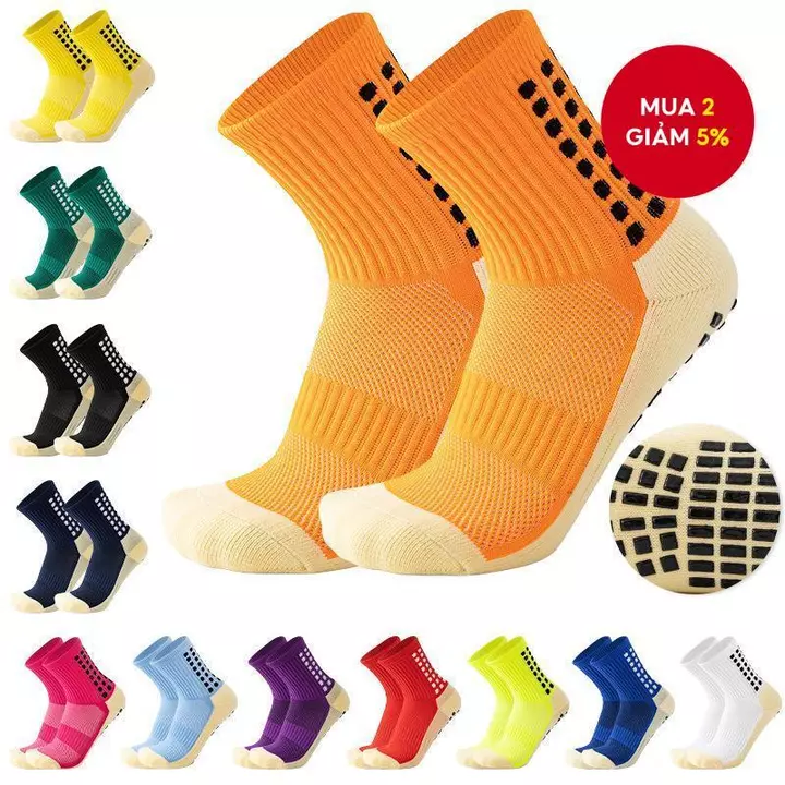 Tất chống trượt dành cho nam, 3 đôi – Tất bắp chân đa thể thao dành cho bóng đá, bóng rổ, bóng chày, bầu dục – Màu sắc sống động (Xanh hoàng gia · Đỏ)