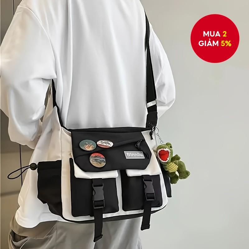 Túi đeo chéo nam phong cách Nhật Bản – Túi vải Canvas thông thường dung tích lớn dành cho học sinh