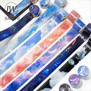 JIANWU 30mm * 100cm Nhiều Màu Sắc Đám Mây Laser Phong Cảnh Chất Liệu Cắt Băng Thêu Sò PET Sáng Tạo DIY Tạp Chí Văn Phòng Phẩm