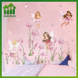 SWEET Hoạt Hình Hoa Hồng Cổ Tích Bồ Công Anh Tường Stiers Phòng Bé Gái Hoa Bướm Dán Tường Đề Can Phòng Ngủ Bé Mầm Non Trẻ Em Trang Trí Nhà n