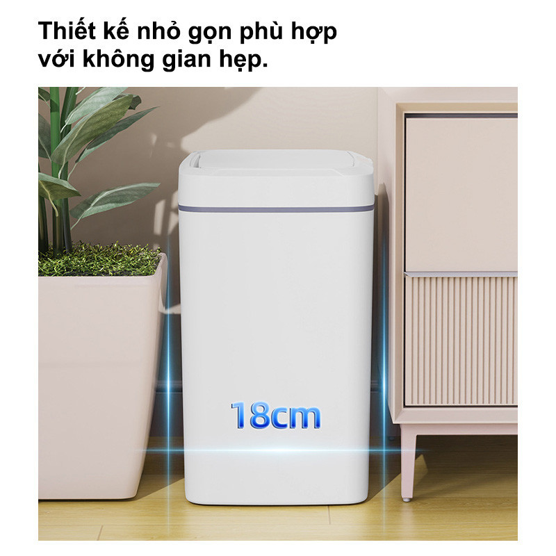 Thùng Rác Cảm Biến Thông Minh 15L, Có Nắp Tự Động, Ngăn Mùi, Cho Nhà Bếp Và Phòng Tắm