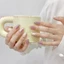10 Chiếc Ngắn Chuyển Màu Hồng Đá Hoa Gel Móng Tay Cho Móng Tay Mắt Mèo Handmade