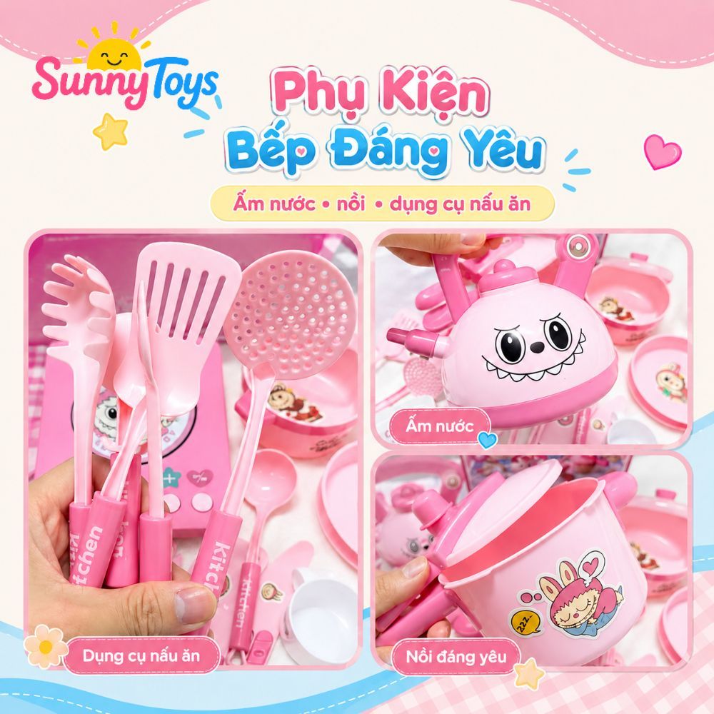 Bếp Mini SunnyToys Hình Gấu Labubu - Đồ Chơi Nấu Ăn Có Âm Thanh Cho Bé Siêu Dễ Thương