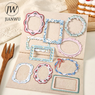 JIANWU Vintage Hoa Biên Giới Phong Cảnh Chất Liệu Cắt Dán Thêu Sò Nhãn Dán Sáng Tạo DIY Tạp Chí Văn Phòng Phẩm