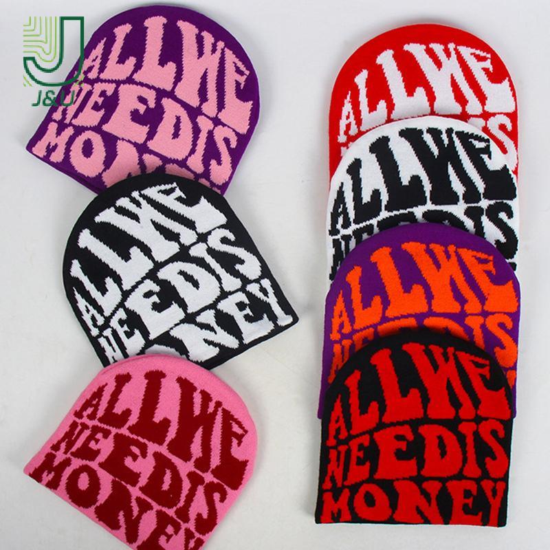 [J & U-T] Mũ dệt kim Acrylic len Y2K cổ điển dành cho nữ Beanie Mùa đông ấm áp Beanies Bông tai Kẹp Hip Hop Mũ ngoài trời thông thường