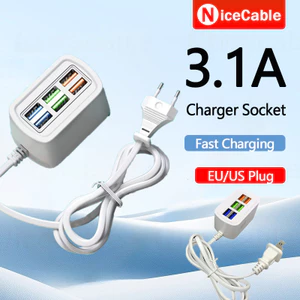 3.1A Ổ Cắm Sạc Nhanh 6 USB Đa Cổng Sạc Đầu Cắm Di Động EU / Mỹ Cắm Điện Thoại Sạc Bảng Điện Thoại Cho Điện Thoại Máy Tính Bảng