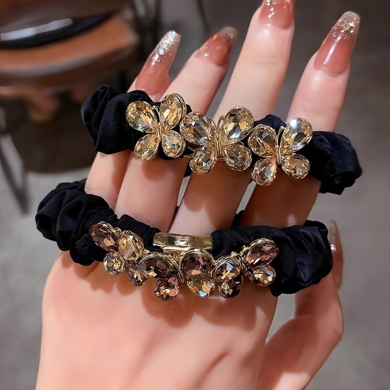 Vòng tóc bướm phong hàn đính đá dây buộc đuôi ngựa mẫu mới đa năng phụ kiện tóc nữ