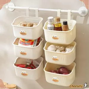 Giỏ đựng đồ CHEESELY, Giỏ treo tường tỏi gừng không đục lỗ, Hộp đựng ngăn kéo đa chức năng bền bỉ Nhà bếp