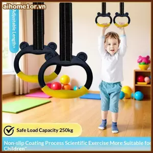 AIHOM Bộ thanh tập thể dục kéo ngang cho trẻ em với 2 dây treo và vòng tập thể dục Thiết bị hoạt động trong nhà,