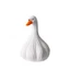 {WELV}Resin Duck Figurine with Garlic Detail Cartoon Desk Ornament White 11.5 x 7.8 cm