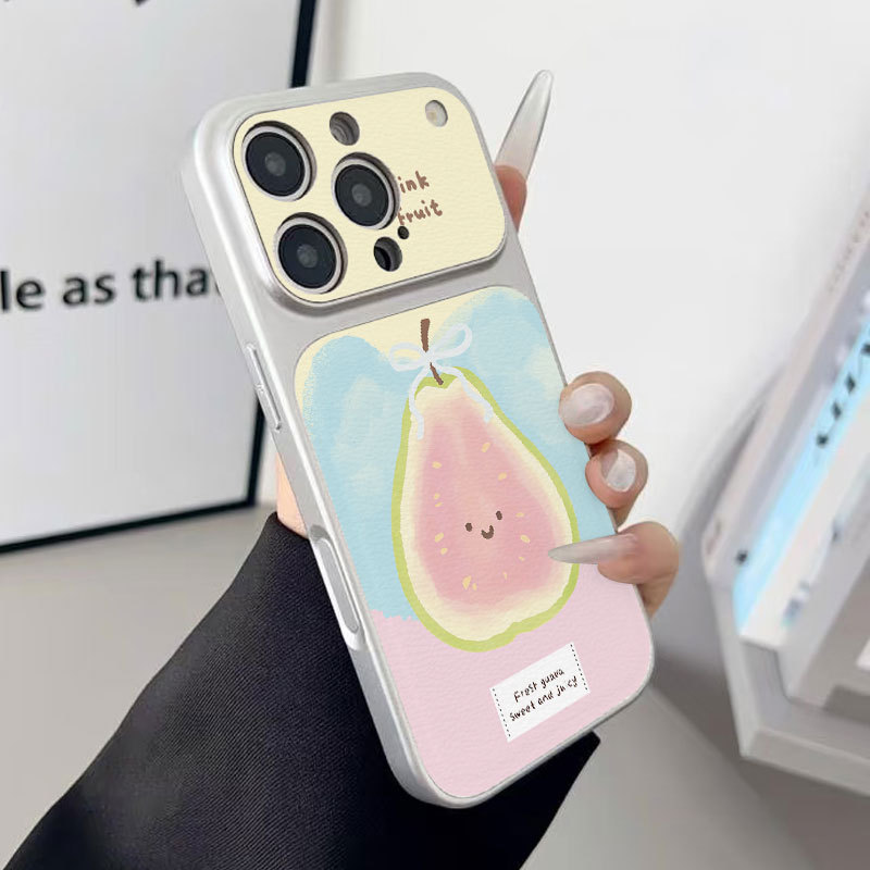 Ốp lưng iPhone Mạ họa tiết da Họa tiết quả lê hồng iPhone 17 16 15 14 13 12 11 Pro Max Plus Max