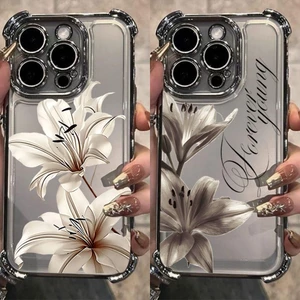 Vỏ hoa Lily cổ điển cho Infinix Hot 70 60i 30i 40 60 Note 60 30 40 50 Pro Plus 50S 50X 30 Play Smart 20 10 9 8 7 Vỏ điện thoại ITEL A70 Mạ góc bảo vệ không khí bằng silicon