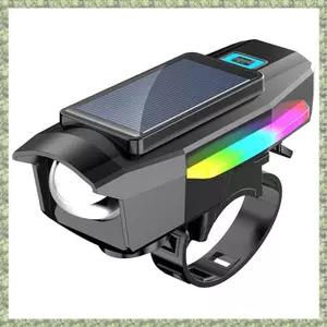 Đèn pha xe đạp chạy bằng năng lượng mặt trời USB Đèn trước xe đạp có thể sạc lại có còi Thiết kế chống nước Phụ kiện đi xe đạp