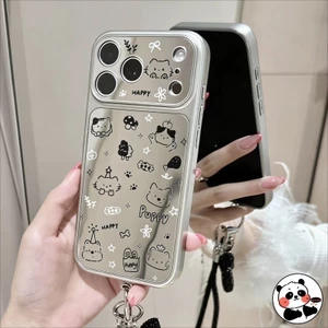 Gương Bạc Chó Con Ốp Lưng Điện Thoại Samsung Galaxy A12 M12 F12 A11 A10S M10S M07 F07 F70E M17E F05 A04E M04 F04 S20 FE Lite 5G 4G Vỏ Mềm Phong Cách Ins Dễ Thương
