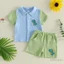 6M-4Y Bé Trai Mùa Hè Bộ Khủng Long In Bỏ Túi Nút Xuống Áo Sơ Mi Tay Ngắn Co Giãn Eo Quần Short