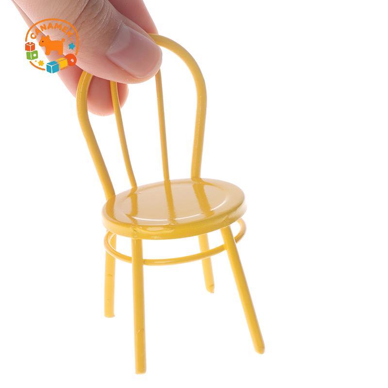 CANAMEK 1 / 12 Nhà Búp Bê Nội Thất Thu Nhỏ Ghế Kim Loại Nhà Búp Bê Phụ Kiện CSF