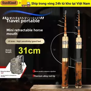 Cần câu bằng kính thiên văn SUNKISSD, Cần câu bằng hợp kim titan dài 1,5m-1,8m, Bảo quản dễ dàng UL / ML Power Kích thước nhỏ gọn Cần đúc 1,5m-1,8m Câu cá ngoài trời