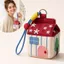 FAVORITEGOODS Ví đựng tiền xu nhà đỏ, Túi đựng tai nghe móc khóa dung lượng lớn Kawaii, Túi trang điểm Mini họa tiết thêu đa năng dễ thương đa năng