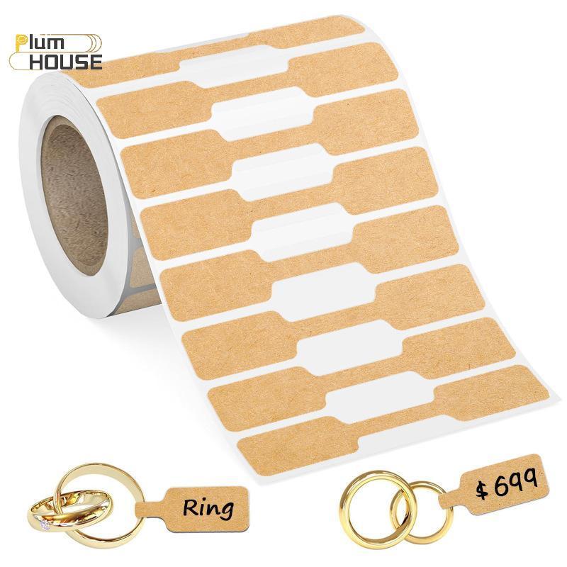 PlumHOUSE 500 Cái / Cuộn Giá Stiers Trang Sức Giá Thẻ Tự Dính Trắng nk Stier Giấy Kraft Vòng Nelace Bông Tai Giá Nhãn VN