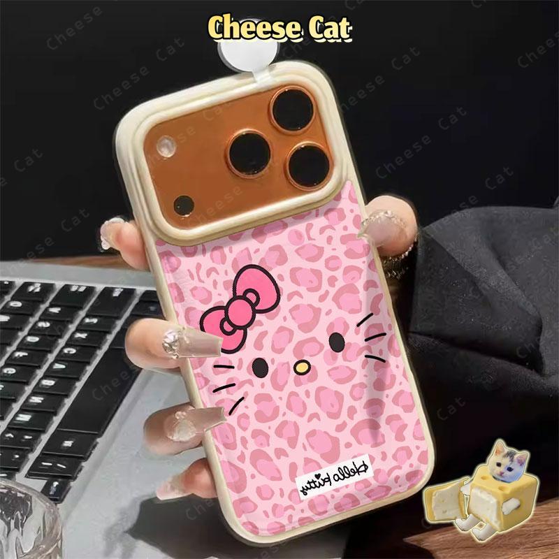 Mèo Da Báo Hồng Ốp Lưng Điện Thoại iPhone 15 17 13 12 14 11 Pro Plus 16 Pro Max Xs Max XR 7Plus 8Plus Bao Da Điện Thoại