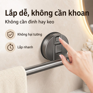 Giá treo khăn nhà tắm cốc hút hợp kim nhôm chống gỉ không khoan chịu lực dễ tháo lắp tiện dụng