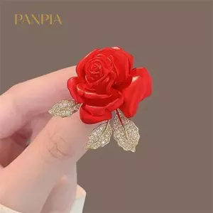 PNPIA- Thời Trang Hoa Hồng Đỏ Tính Khí Trâm Cài Pin Cho Nữ Quần Áo Áo Áo Phụ Kiện Trang Sức